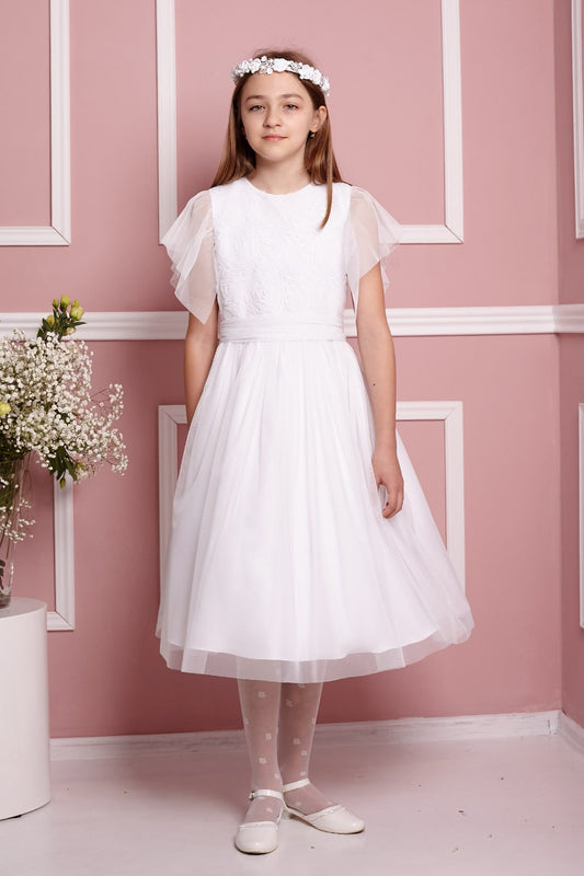 Sylvia witte jurk voor meisjes communie lentefest