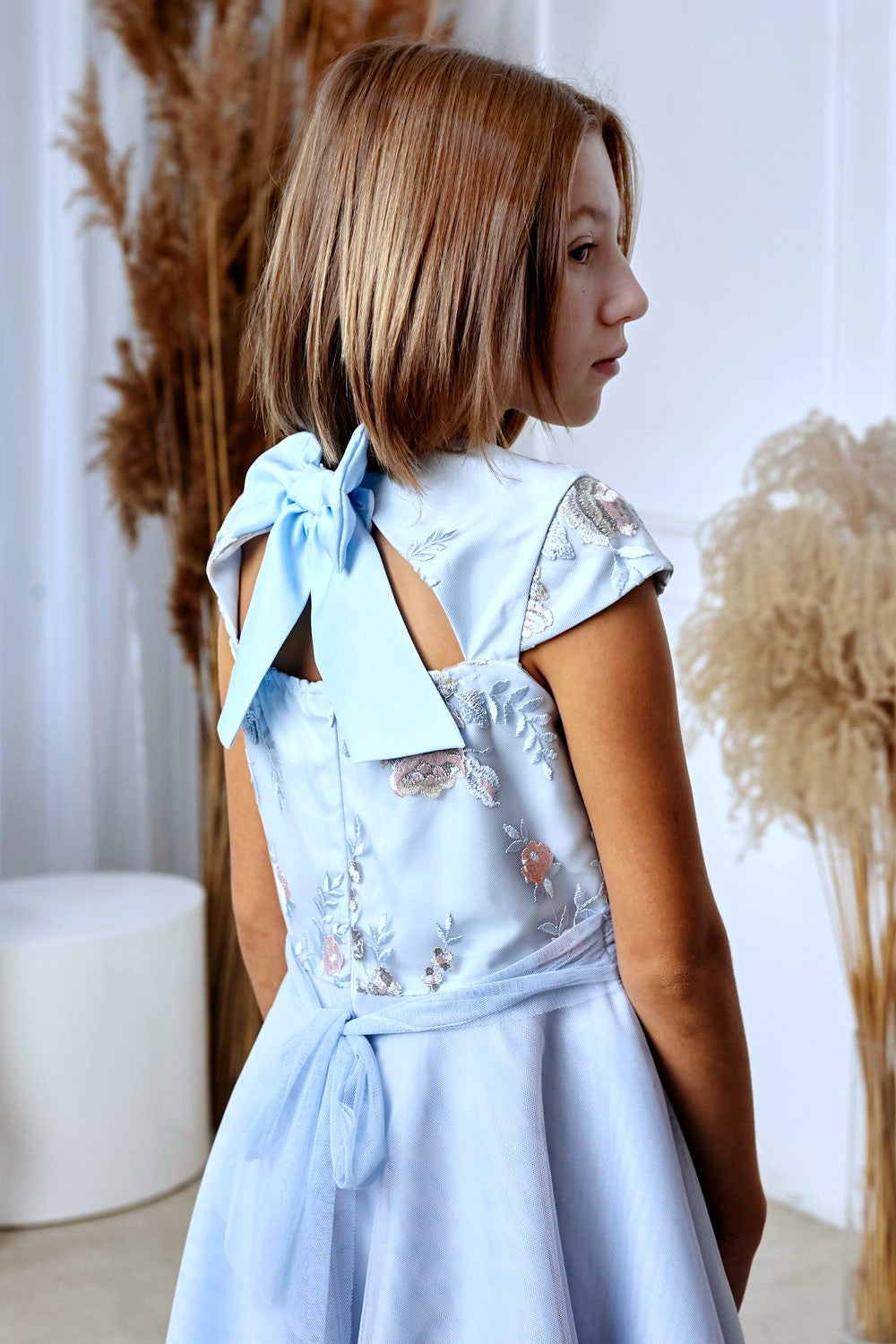 Elegante jurk met open rug in Carnen - blauw