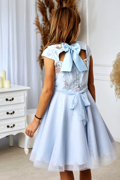 Elegante jurk met open rug in Carnen - blauw