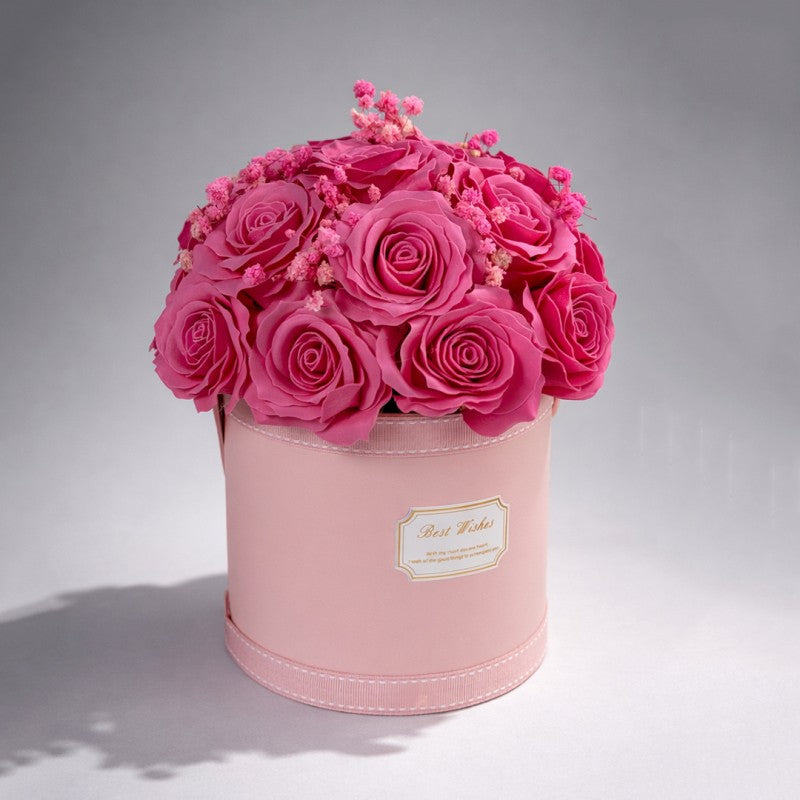 Bloemdoos, boeket van geurende zeepbloemen in een doos van 21 stuks