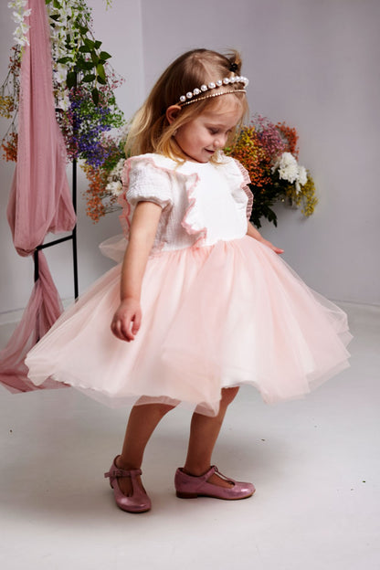 Greta prinsessenjurk van tule wit-roos