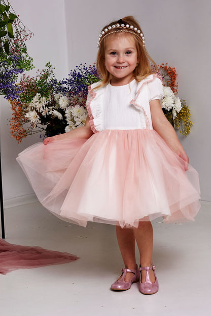 Greta prinsessenjurk van tule wit-roos