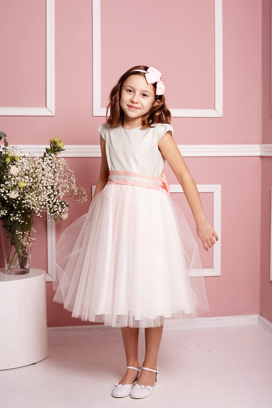 Gloria 1 Kinderbruidsjurk met hartvormige halslijn op de rug